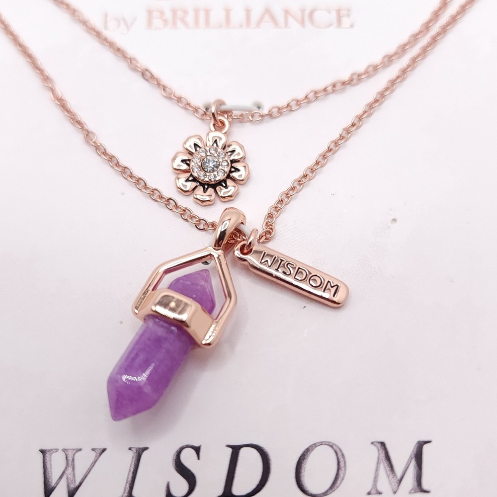 Believe by Brilliance Rose Gold Amethyst Charm Necklace Set - Picture 5 of 5